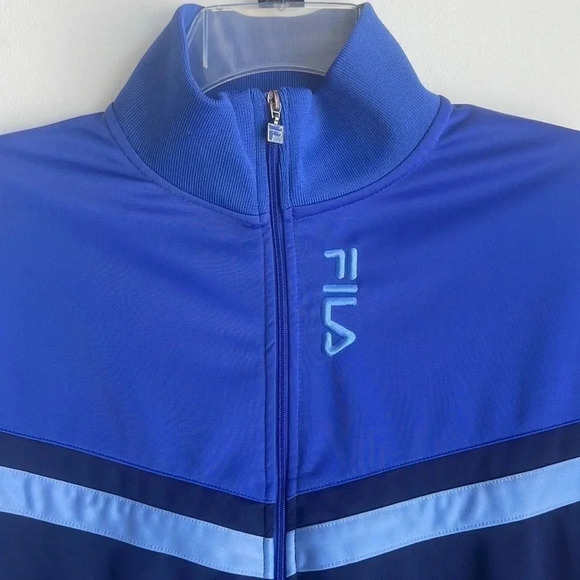 FILA Zip Up 100% Polyester Jacket Pockets Women’s Size Large Retro Style - Picture 2 of 9